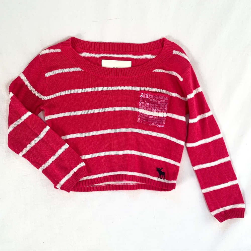 A&F cropped striped sweater with sequin pocket